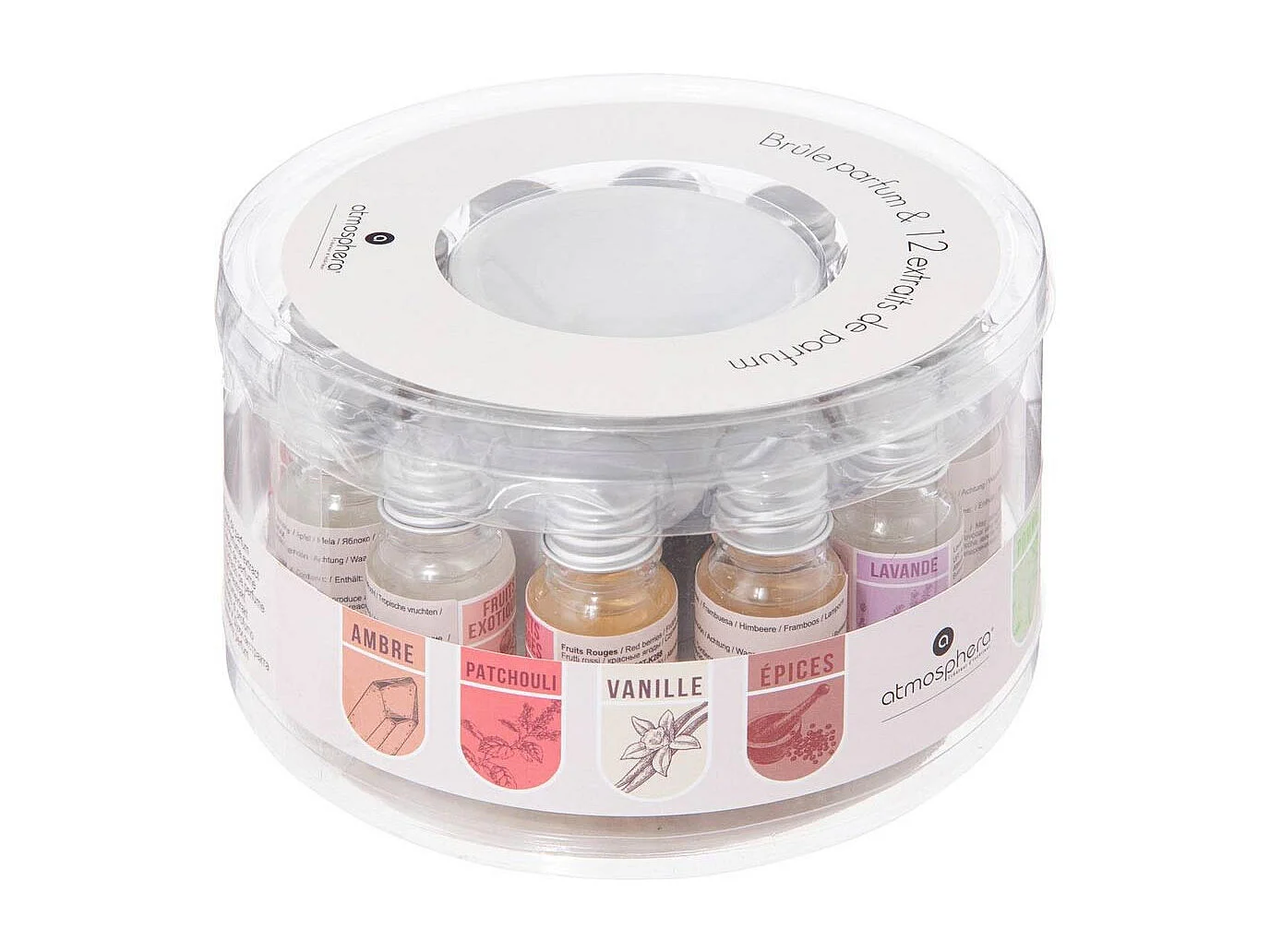 Brûle-Parfum & 12 Flacons d'Huiles 10ml Blanc