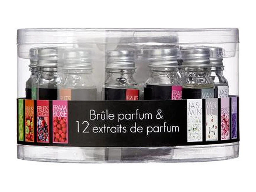 Brûle-Parfum & 12 Flacons d'Huiles 10ml Blanc