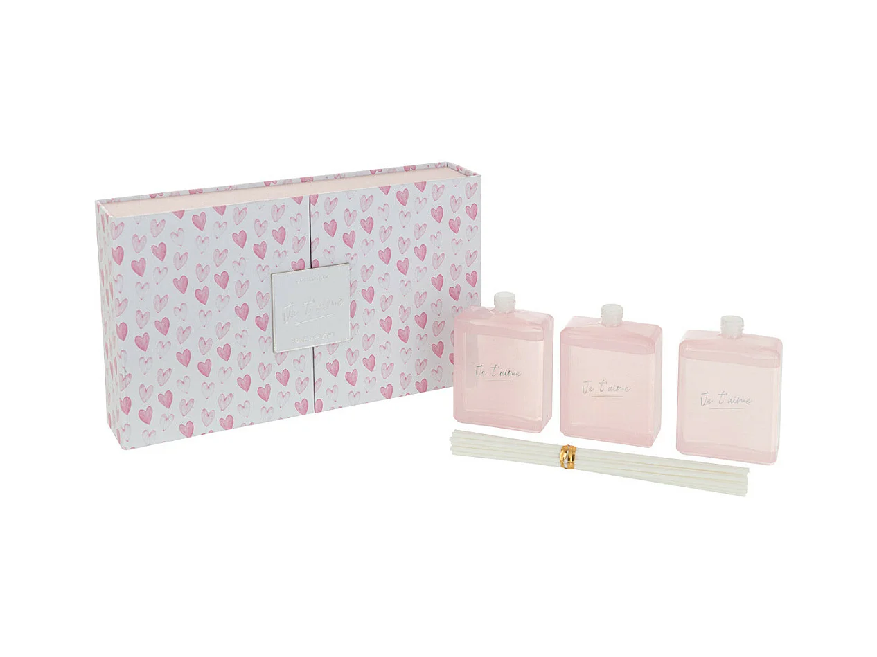 Coffret 3 Huiles Parfumées "Je t'Aime" 16cm Mimosa & Rose