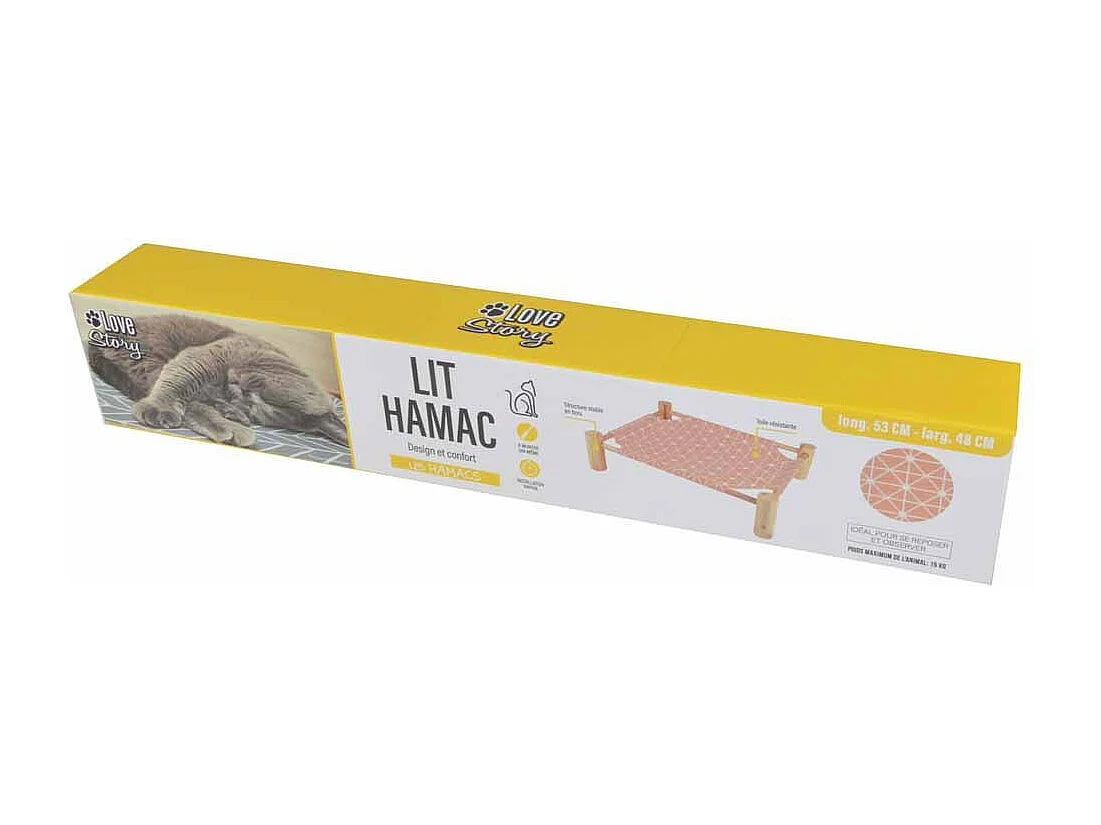 Lit Hamac pour Chat en Bois "Boho" 53cm Rose