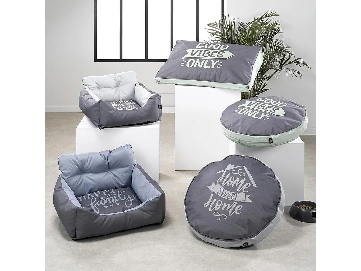 Lot de 2 Paniers pour Chien & Chat "Happy Family" 60cm Bleu