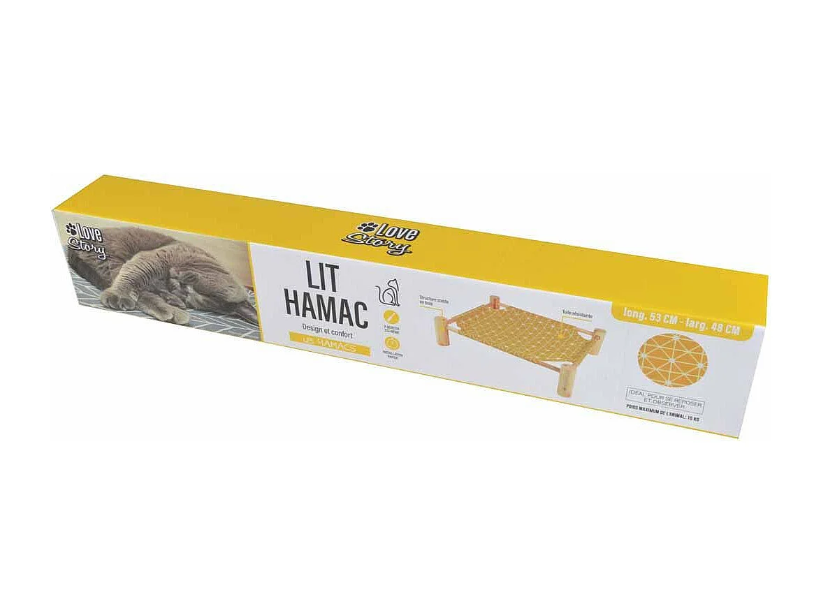 Lit Hamac pour Chat en Bois "Boho" 53cm Moutarde