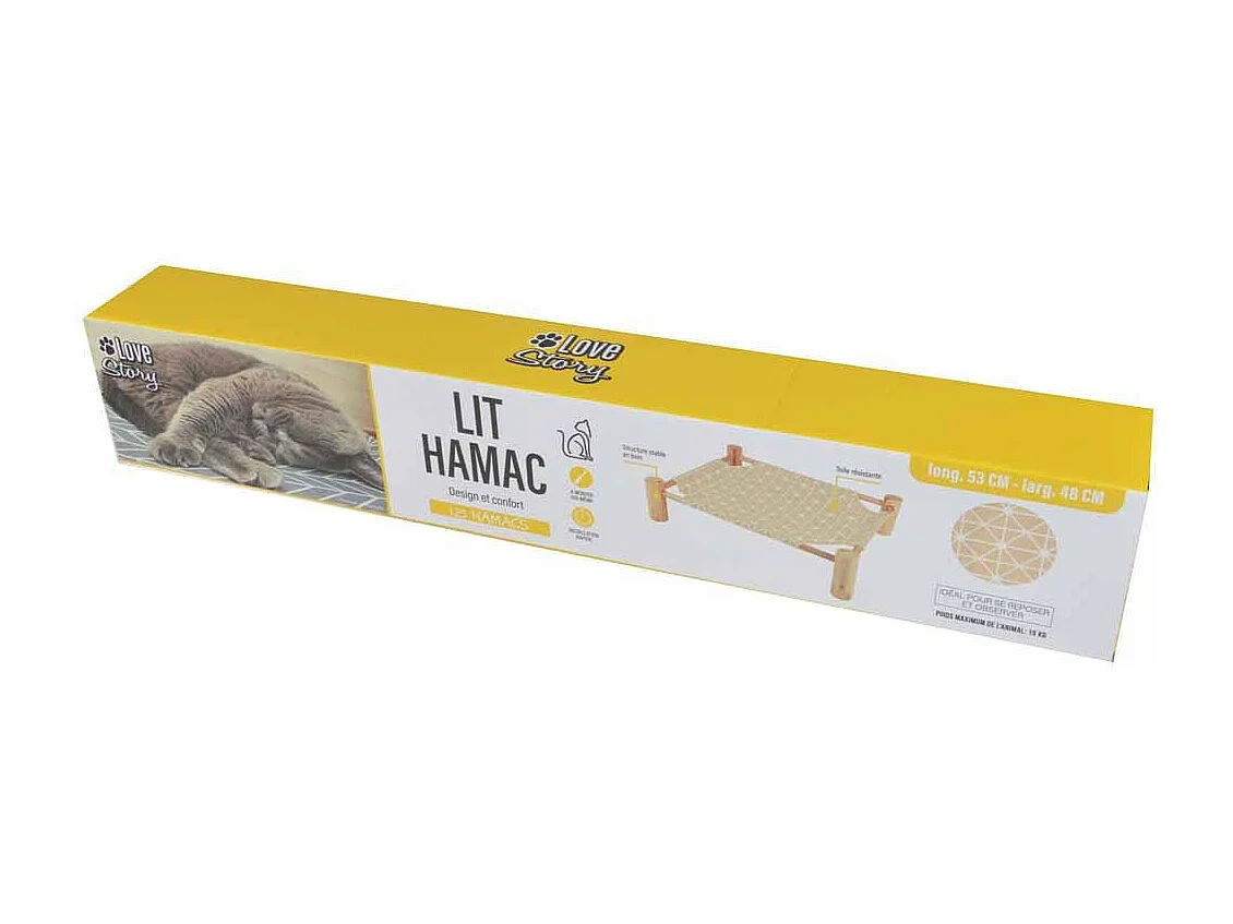 Lit Hamac pour Chat en Bois "Boho" 53cm Naturel
