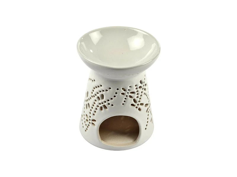 Brûle Parfum en Céramique "Libellules" 9cm Blanc