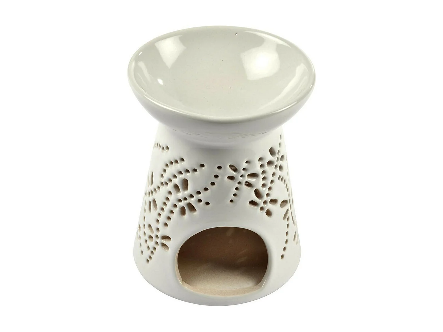 Brûle Parfum en Céramique "Libellules" 9cm Blanc