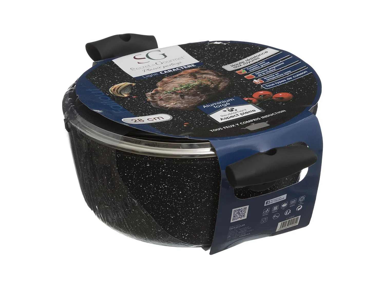 Faitout en Aluminium & Couvercle "Pierre" 24cm Noir