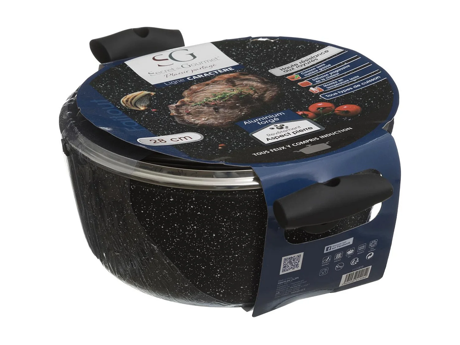 Faitout en Aluminium & Couvercle "Pierre" 24cm Noir