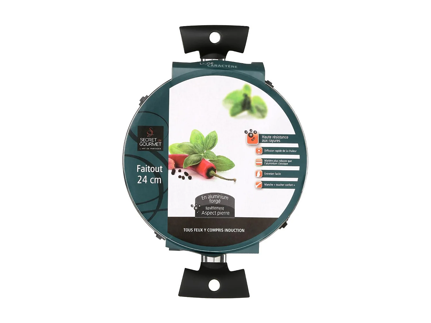 Faitout en Aluminium & Couvercle "Pierre" 24cm Noir