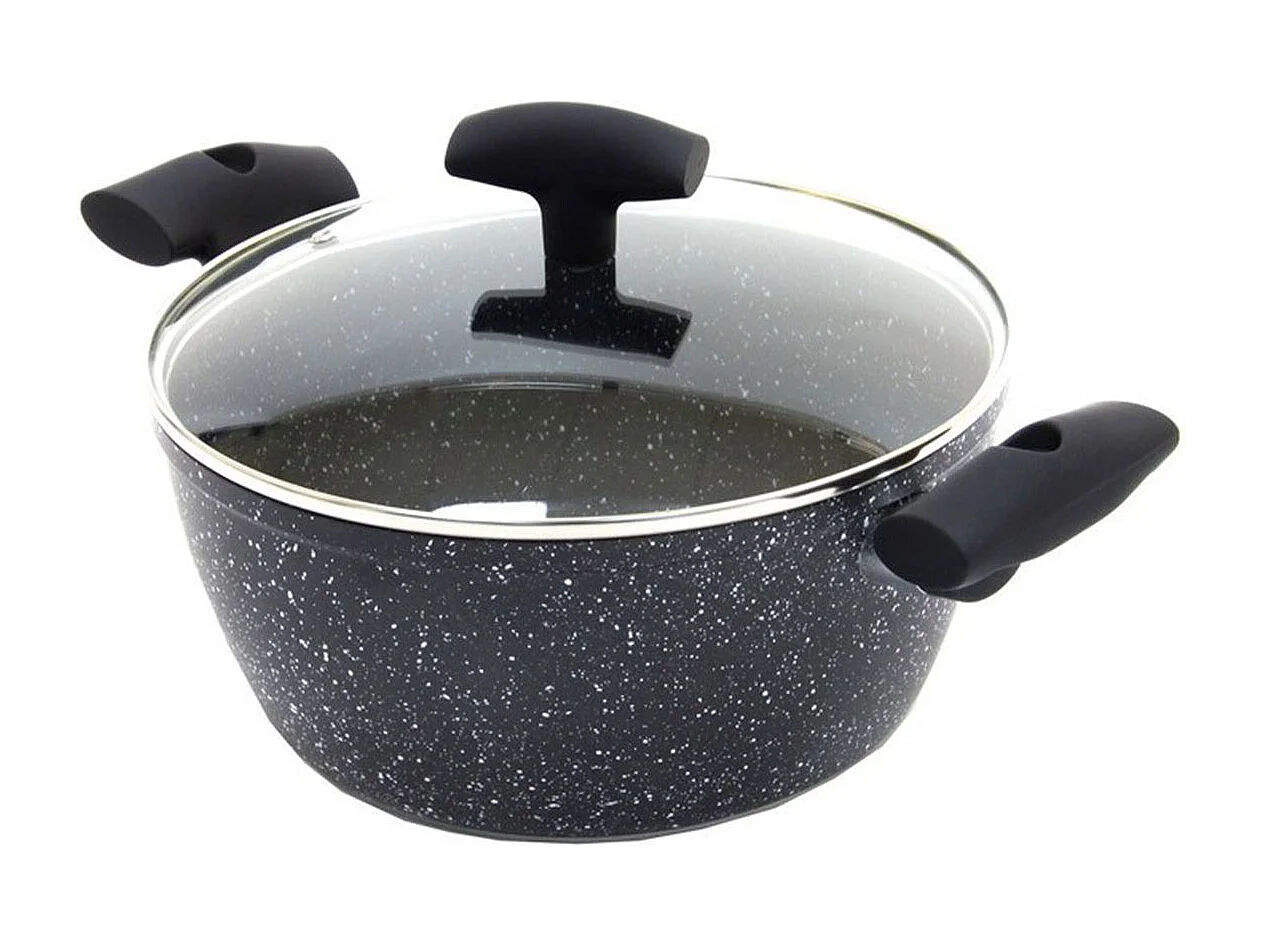 Faitout en Aluminium & Couvercle "Pierre" 28cm Noir