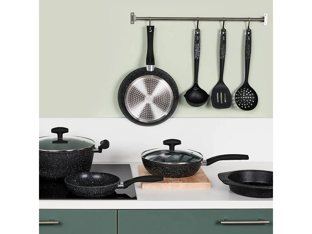 Faitout en Aluminium & Couvercle "Pierre" 28cm Noir