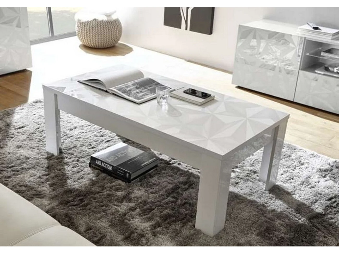 Table basse LUTHER 122x45x65 cm Blanc