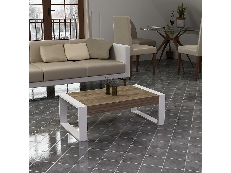 Table basse RETRO 90 cm blanc-chêne