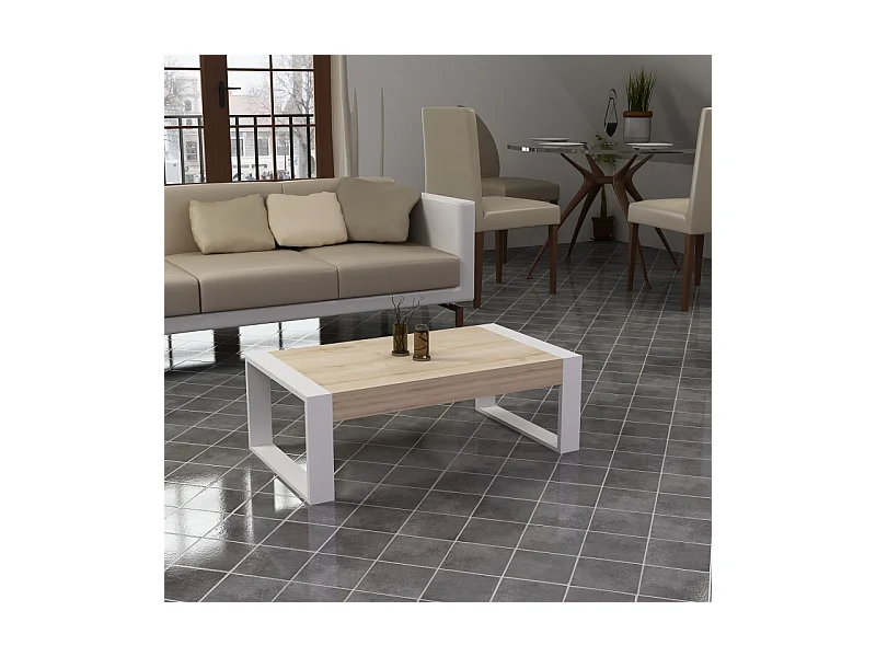 Table basse RETRO 90 cm blanc-pin