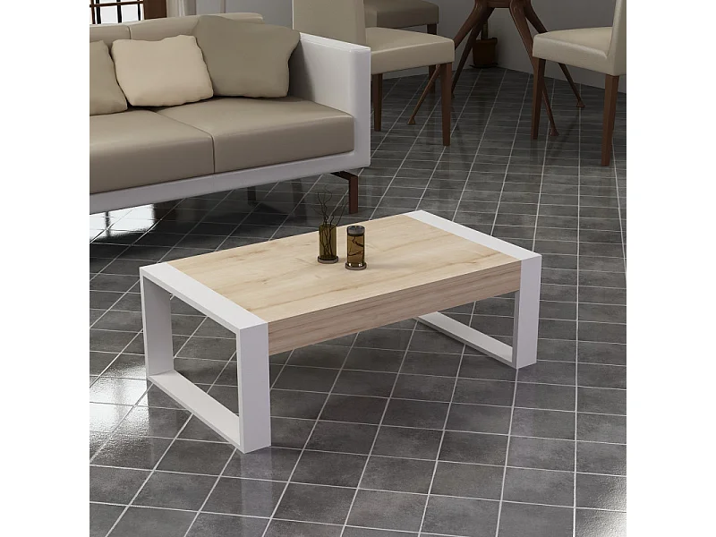 Table basse RETRO 90 cm blanc-pin