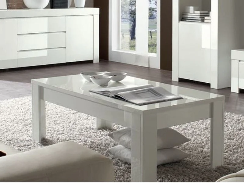 Table basse LAZARRO 122 cm blanc laqué