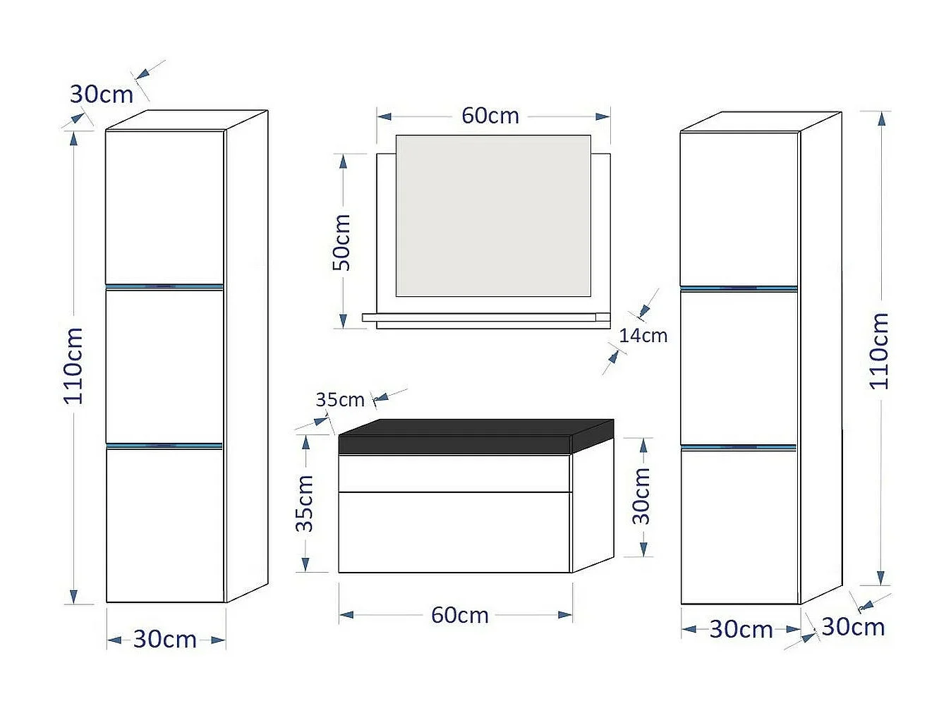 Meuble salle de bain PERRI BLANC