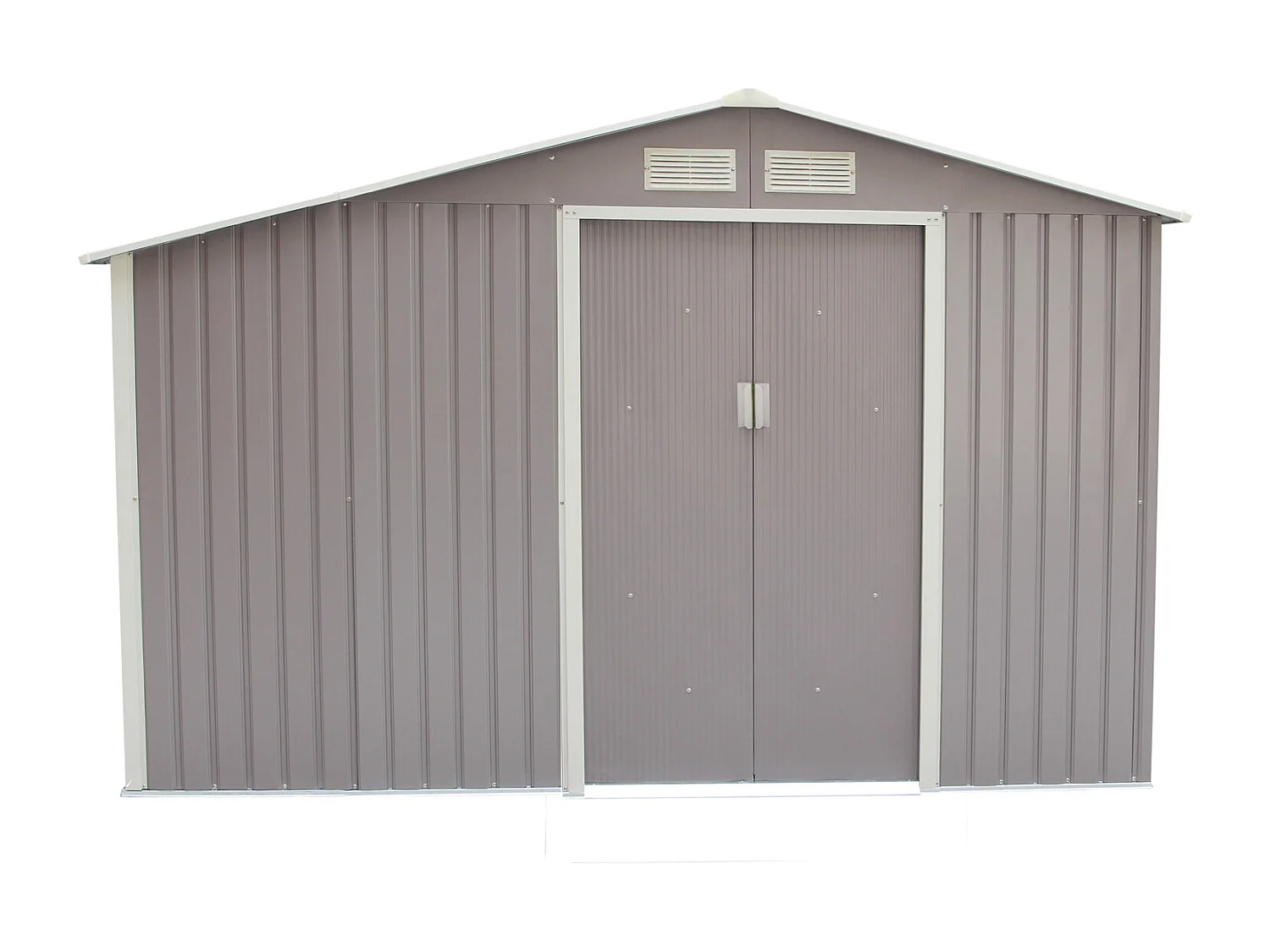 Abrigo de Jardim em Aço VENTOUX 8,72m² Cinza - Resistente, Durável, Com Abrigo para Lenha, 2 Portas de Correr