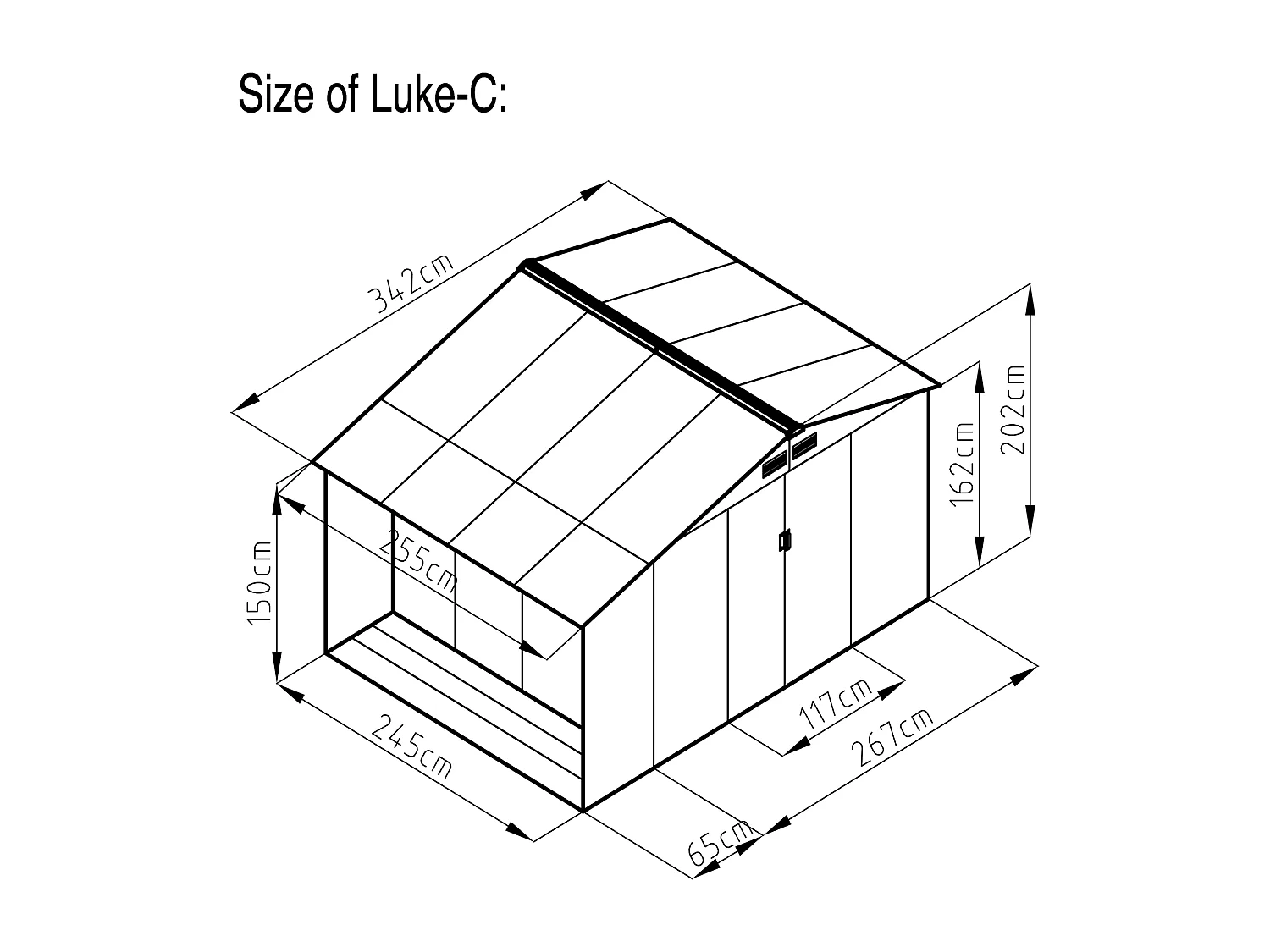 VENTOUX Tuinhuis met houtopslag 8,72 m² in grijs staal