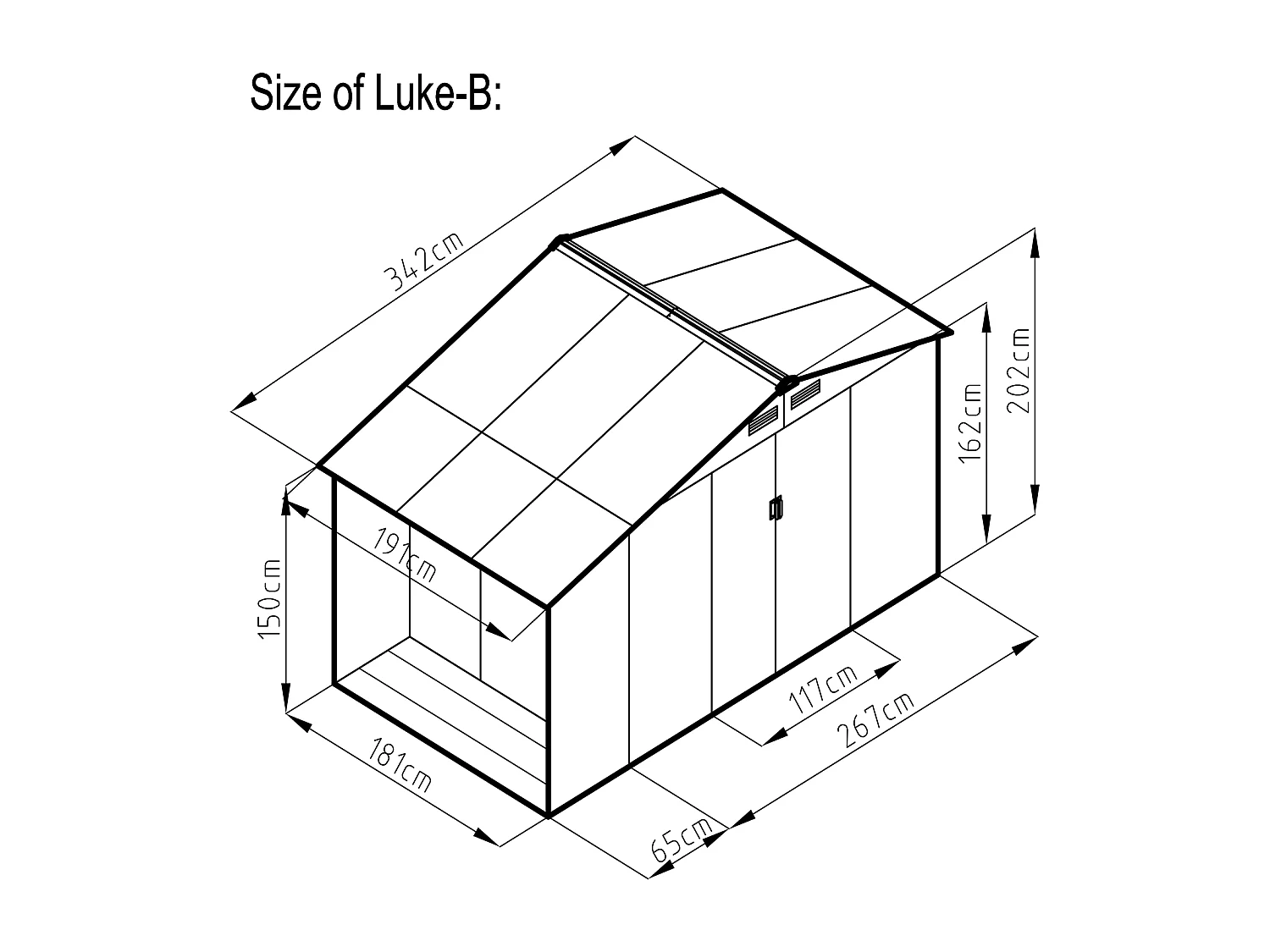 VENTOUX Tuinhuis met houtopslag 6,53 m² in grijs staal