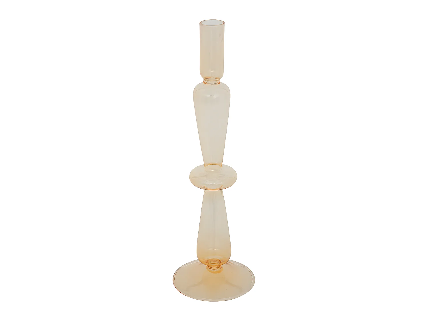 Bougeoir Chandelier en Verre Jaune H 29.5 cm