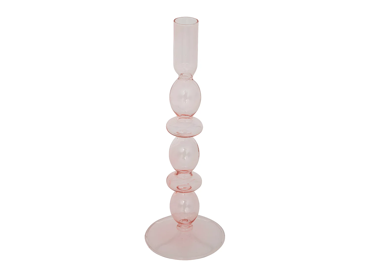 Bougeoir Chandelier en Verre Rose H 25.7 cm