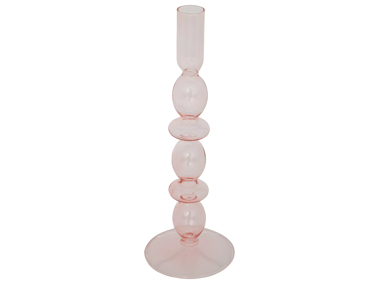 Bougeoir Chandelier en Verre Rose H 25.7 cm
