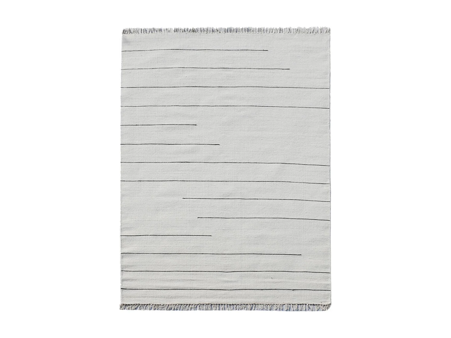 Tapis kilim 120x170 rectangle fait main en laine crème et gris motif simple