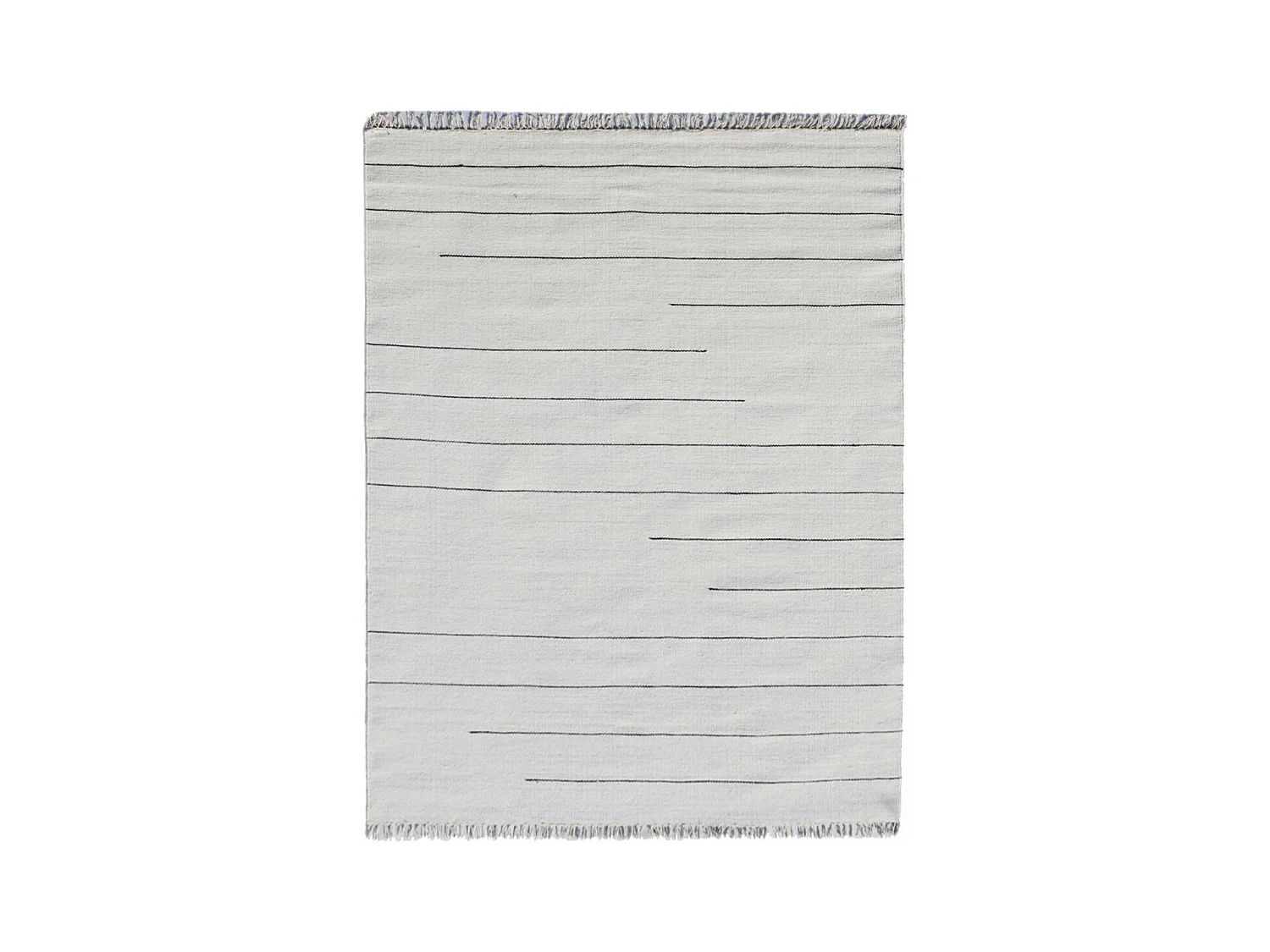 Tapis kilim 160x230 rectangle fait main en laine crème et gris motif simple