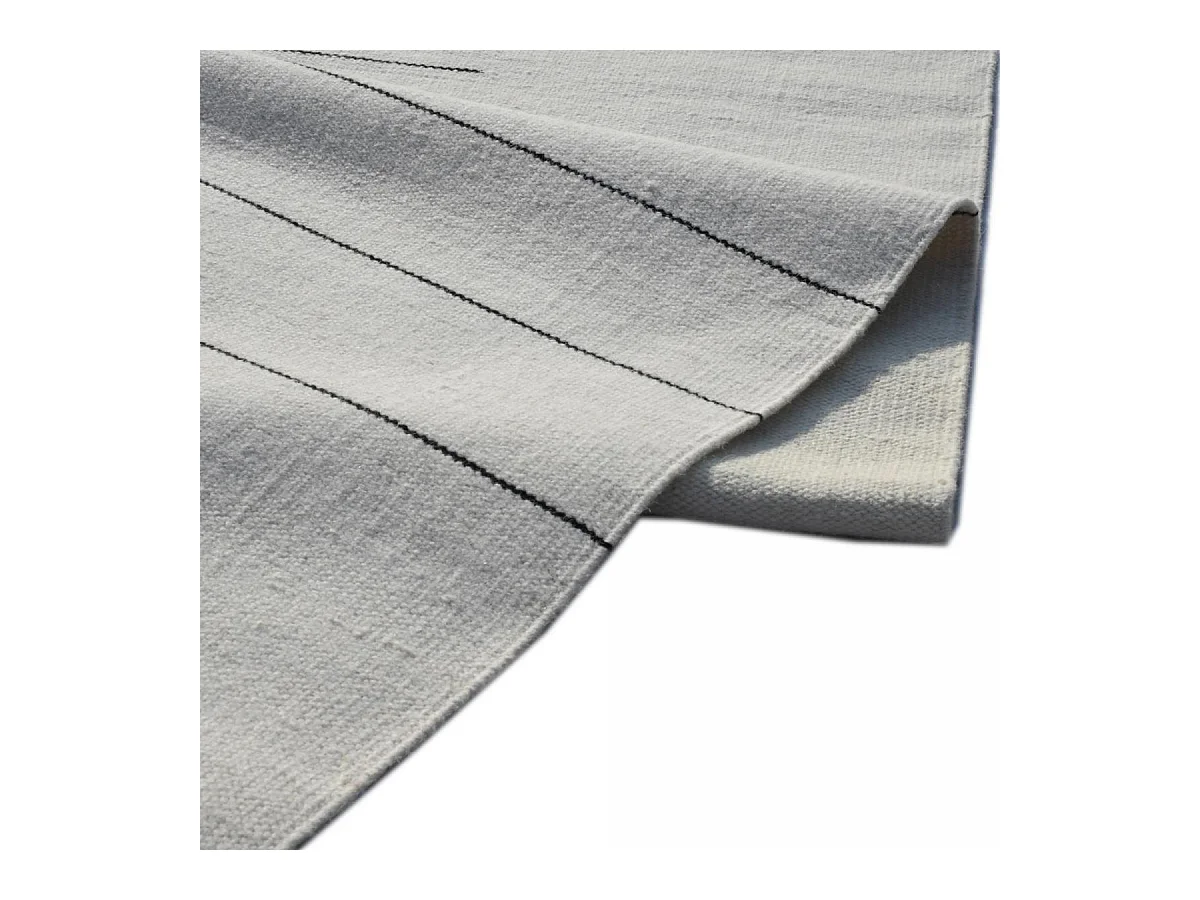 Tapis kilim 160x230 rectangle fait main en laine crème et gris motif simple