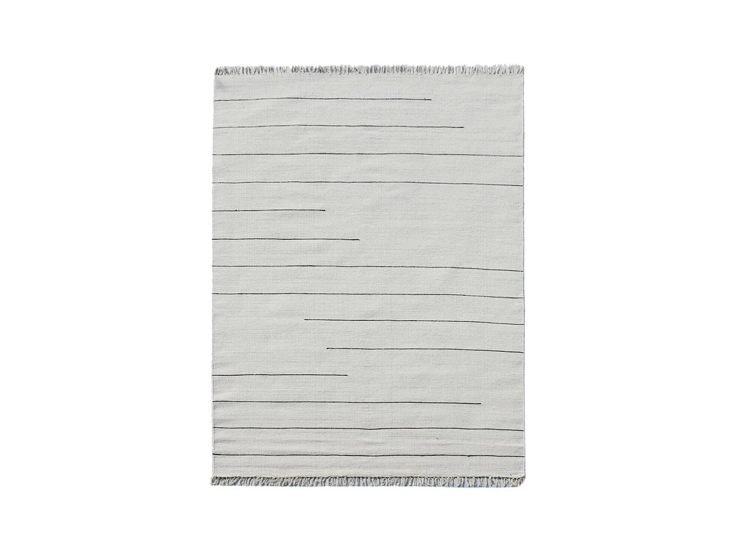 Tapis kilim 160x230 rectangle fait main en laine crème et gris motif simple