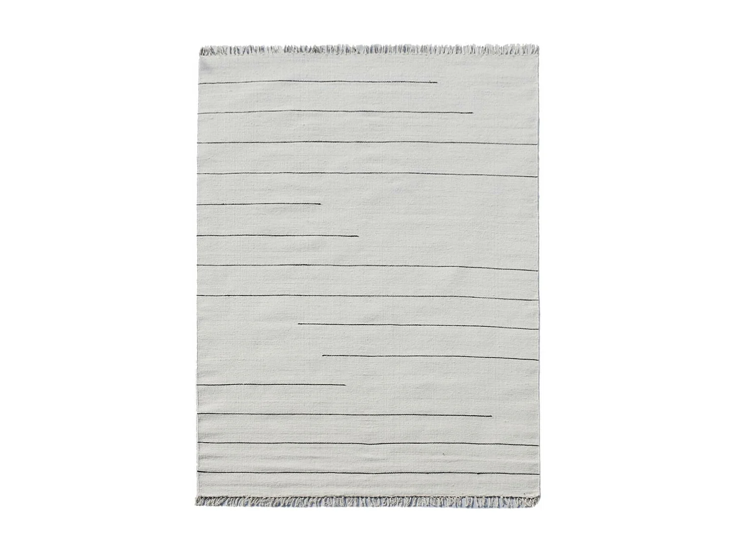 Tapis kilim 160x230 rectangle fait main en laine crème et gris motif simple