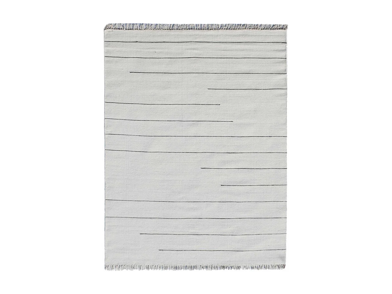 Tapis kilim 160x230 rectangle fait main en laine crème et gris motif simple