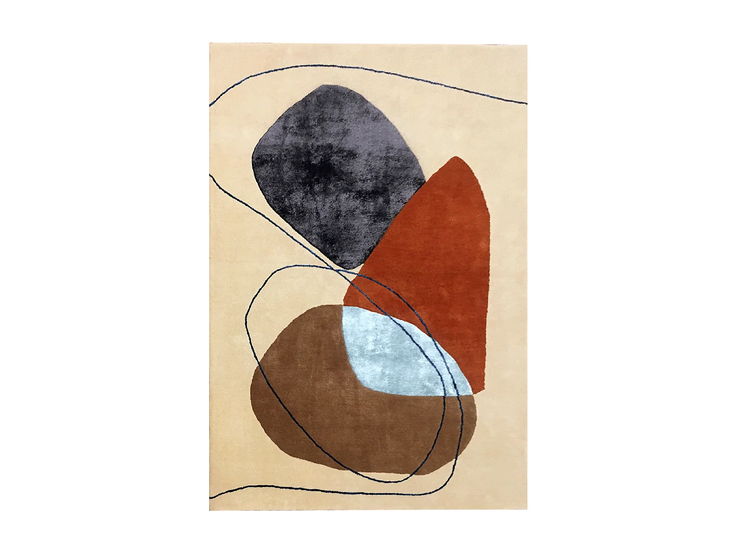 tappeto da soggiorno 160x230 realizzato a mano in lana beige e arancione disegno geometrico rettangolo