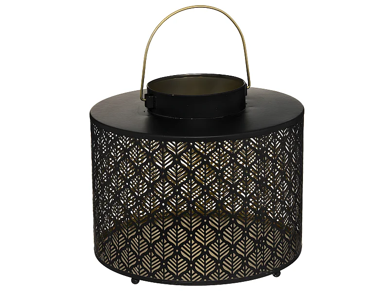 Lanterne en Métal Ajouré "Palm" 25cm Noir