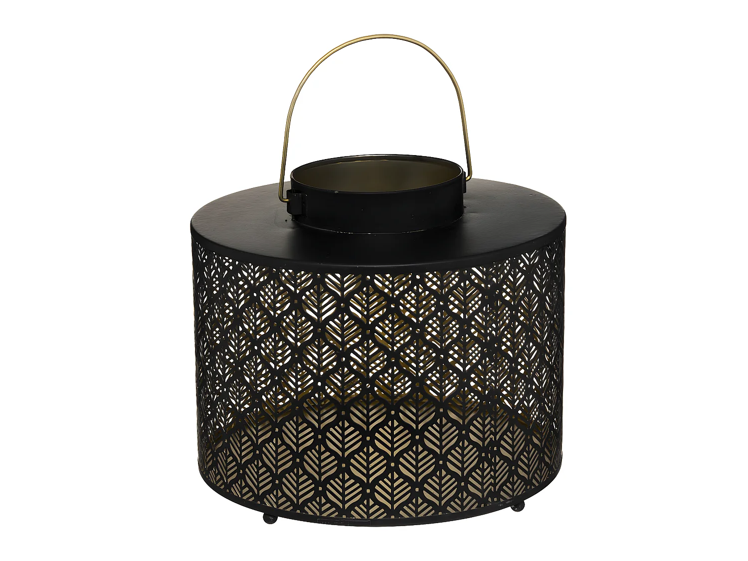 Lanterne en Métal Ajouré "Palm" 25cm Noir