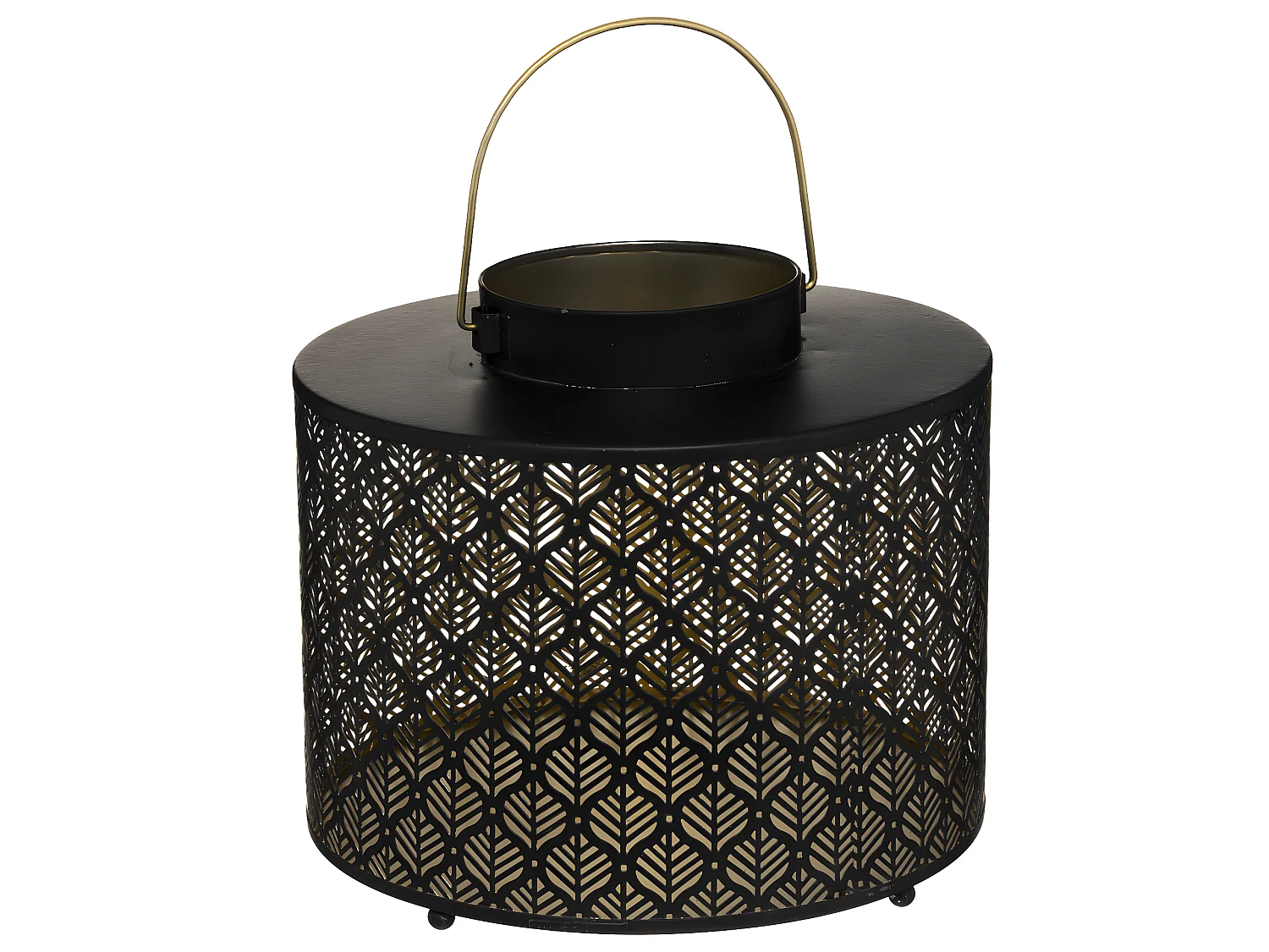 Lanterne en Métal Ajouré "Palm" 25cm Noir