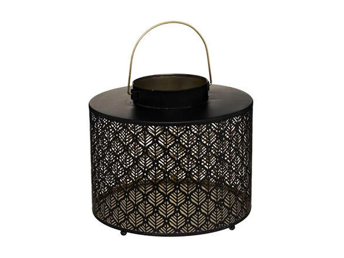 Lanterne en Métal Ajouré "Palm" 25cm Noir
