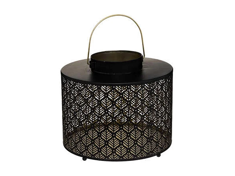 Lanterne en Métal Ajouré "Palm" 25cm Noir
