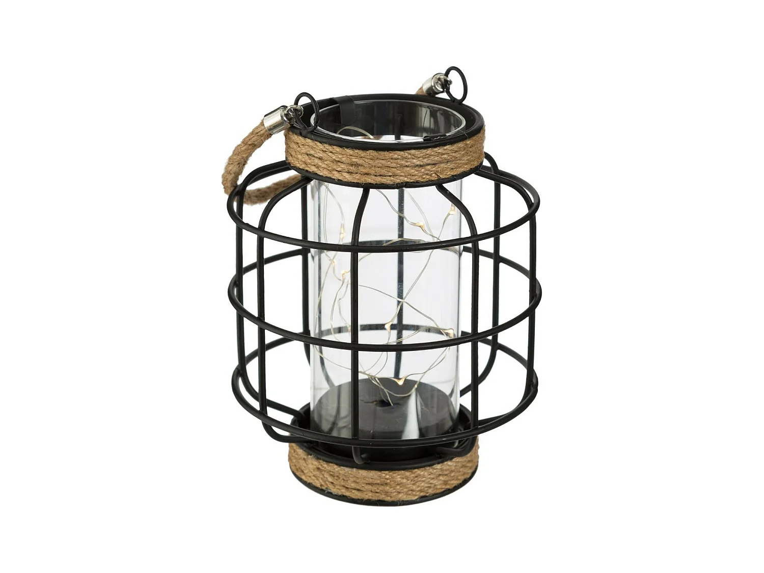 Lanterne en Métal & Fil MicroLed "Diane" 17cm Noir