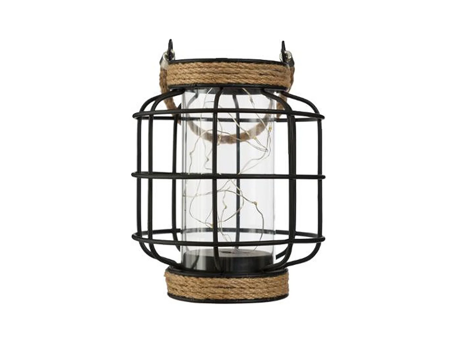 Lanterne en Métal & Fil MicroLed "Diane" 17cm Noir