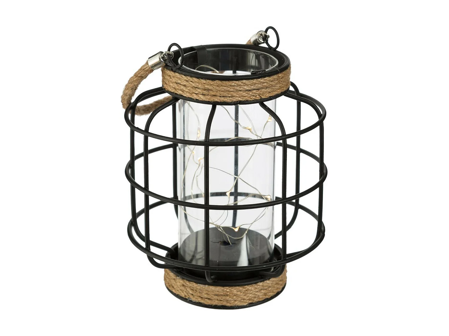 Lanterne en Métal & Fil MicroLed "Diane" 17cm Noir