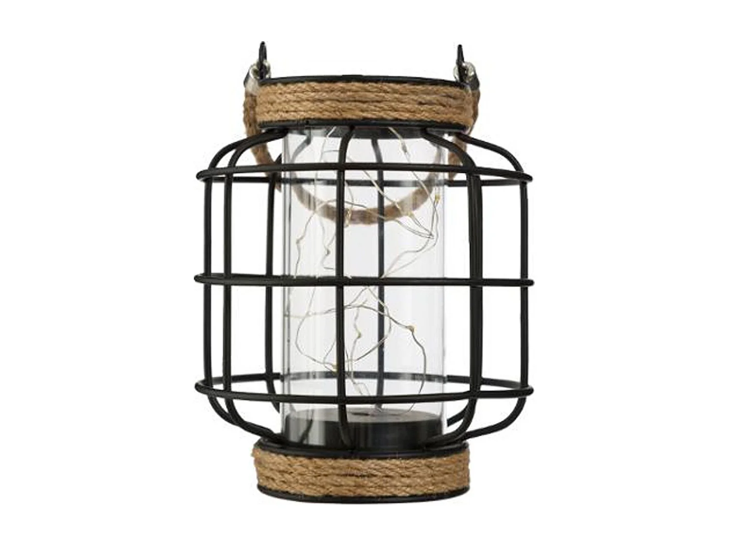 Lanterne en Métal & Fil MicroLed "Diane" 17cm Noir