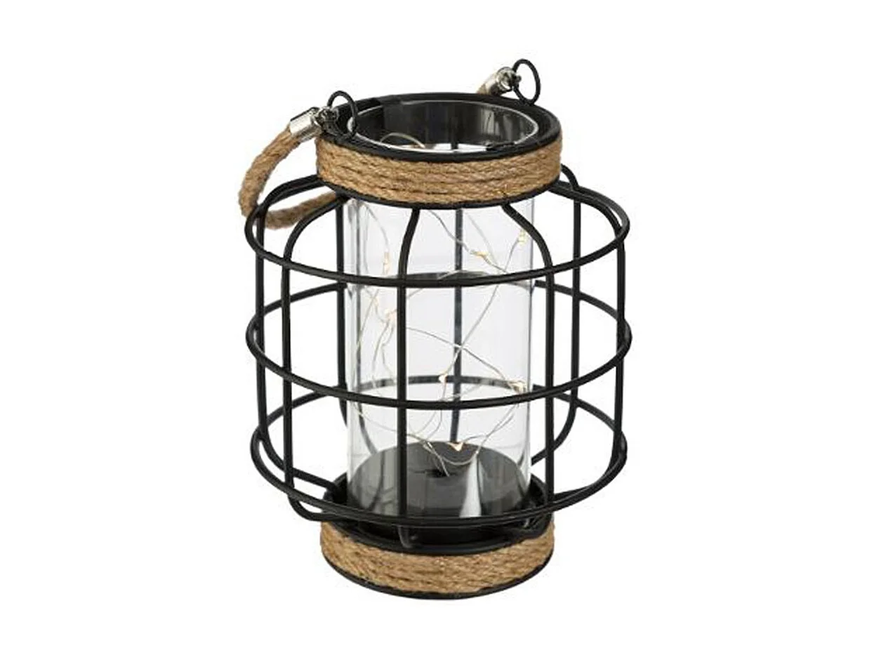 Lanterne en Métal & Fil MicroLed "Diane" 17cm Noir