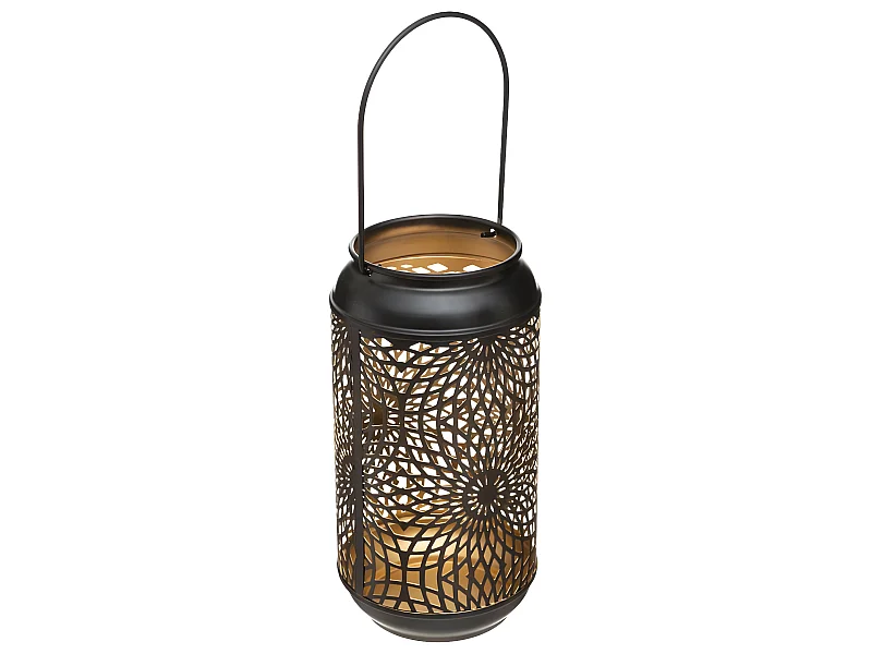 Lanterne Cylindrique en Métal "Ajouré" 23cm Noir