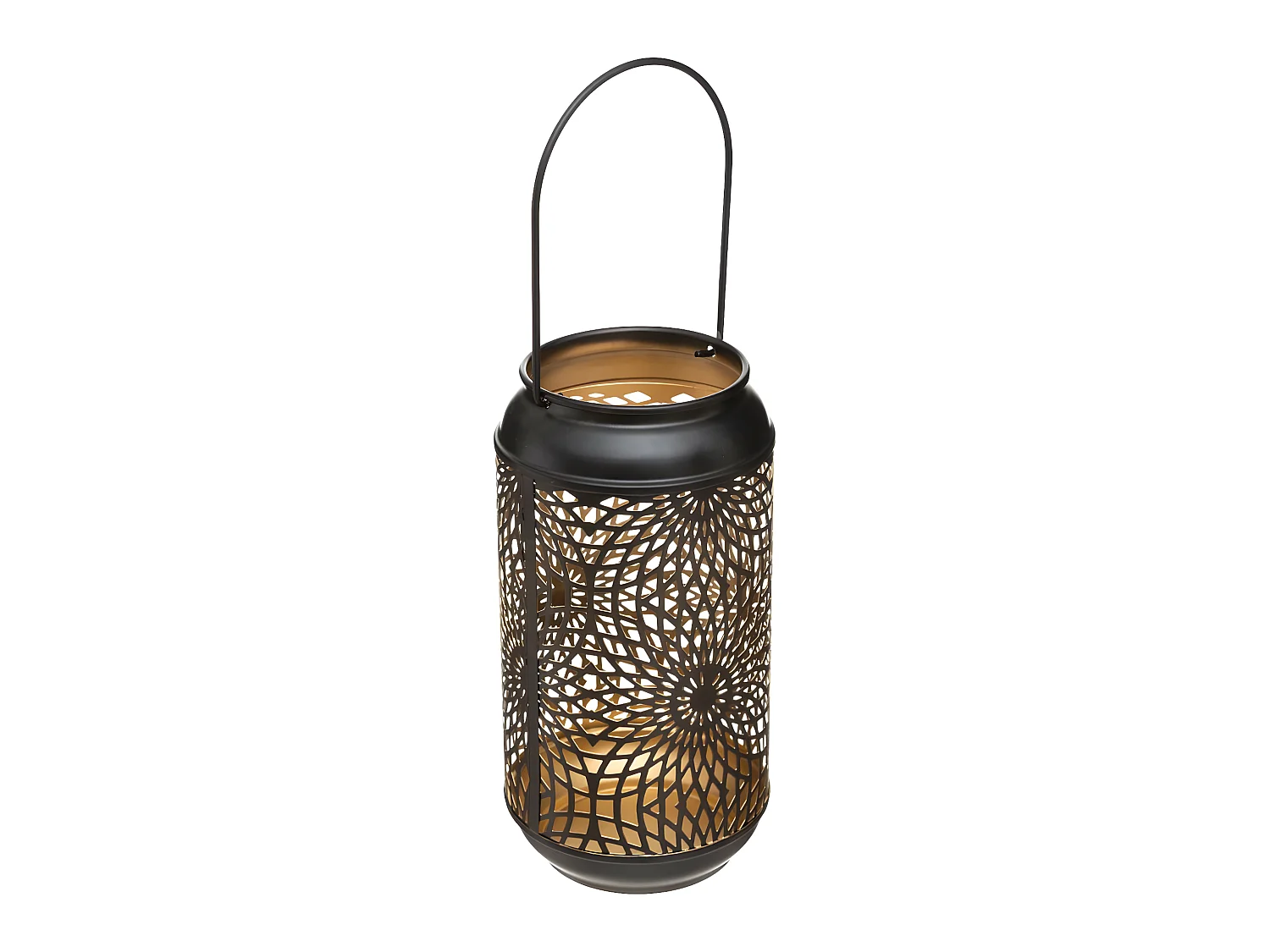 Lanterne Cylindrique en Métal "Ajouré" 23cm Noir