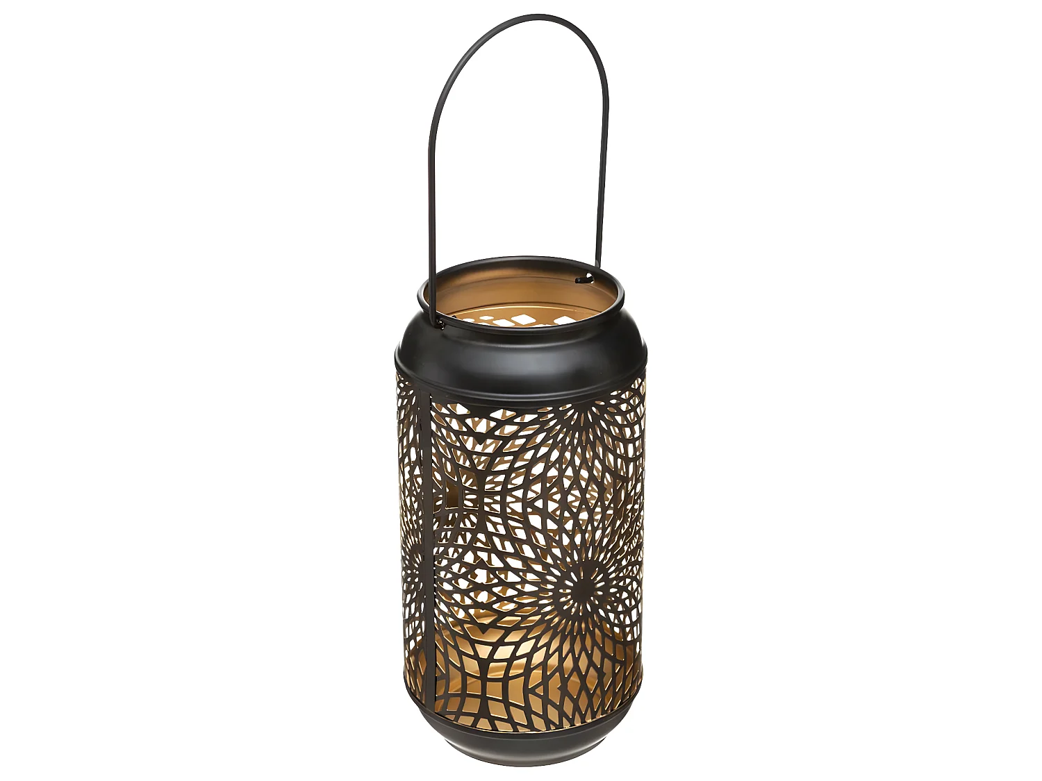 Lanterne Cylindrique en Métal "Ajouré" 23cm Noir