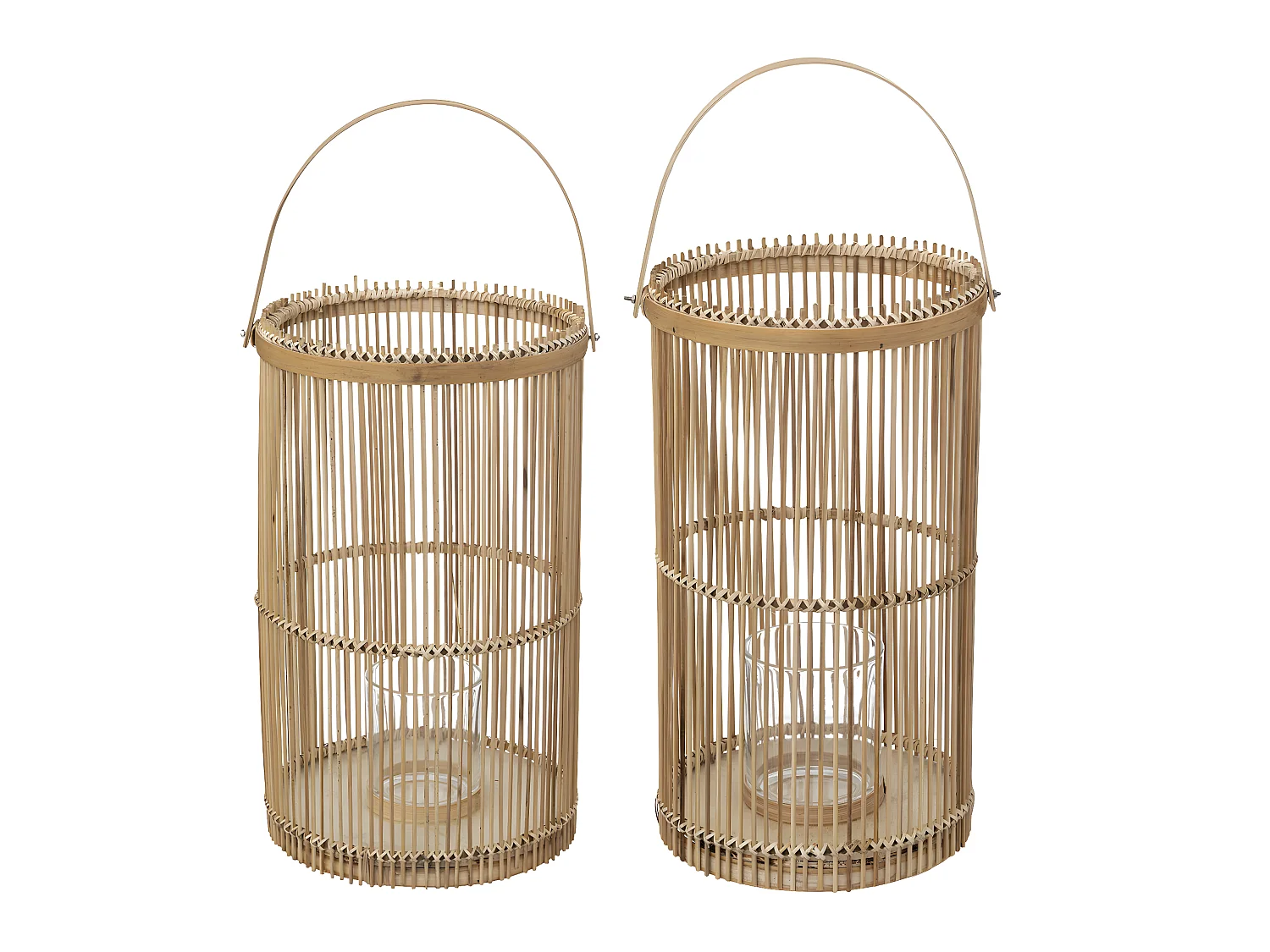 Lot de 2 Lanternes Déco "Bambou" 40cm Naturel