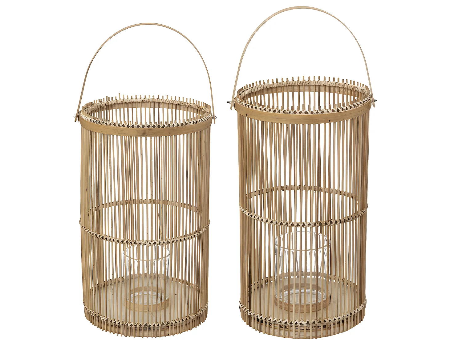 Lot de 2 Lanternes Déco "Bambou" 40cm Naturel