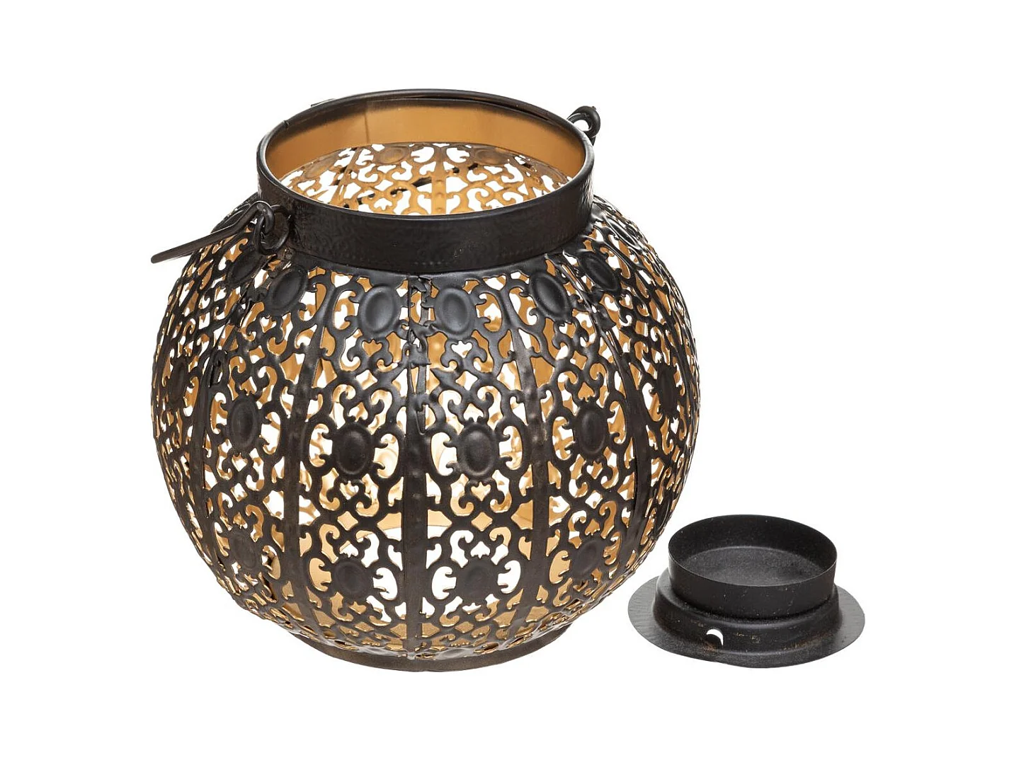 Lanterne en Métal Ronde "Ajouré" 15cm Noir