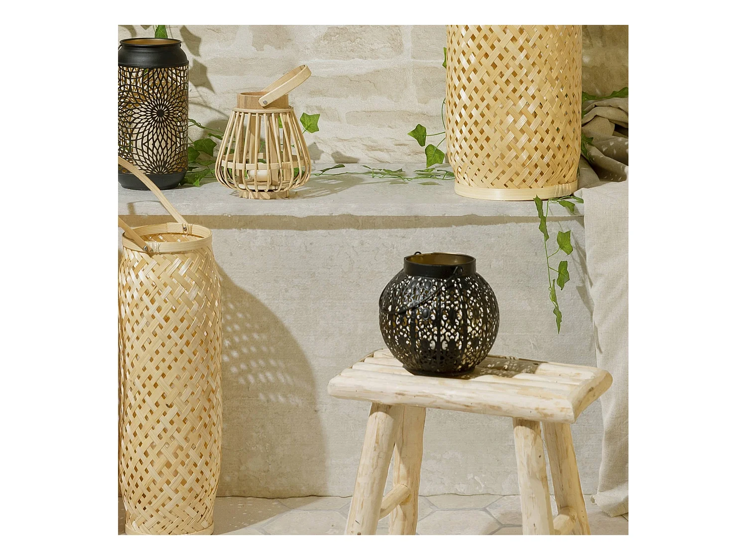 Lanterne en Métal Ronde "Ajouré" 15cm Noir